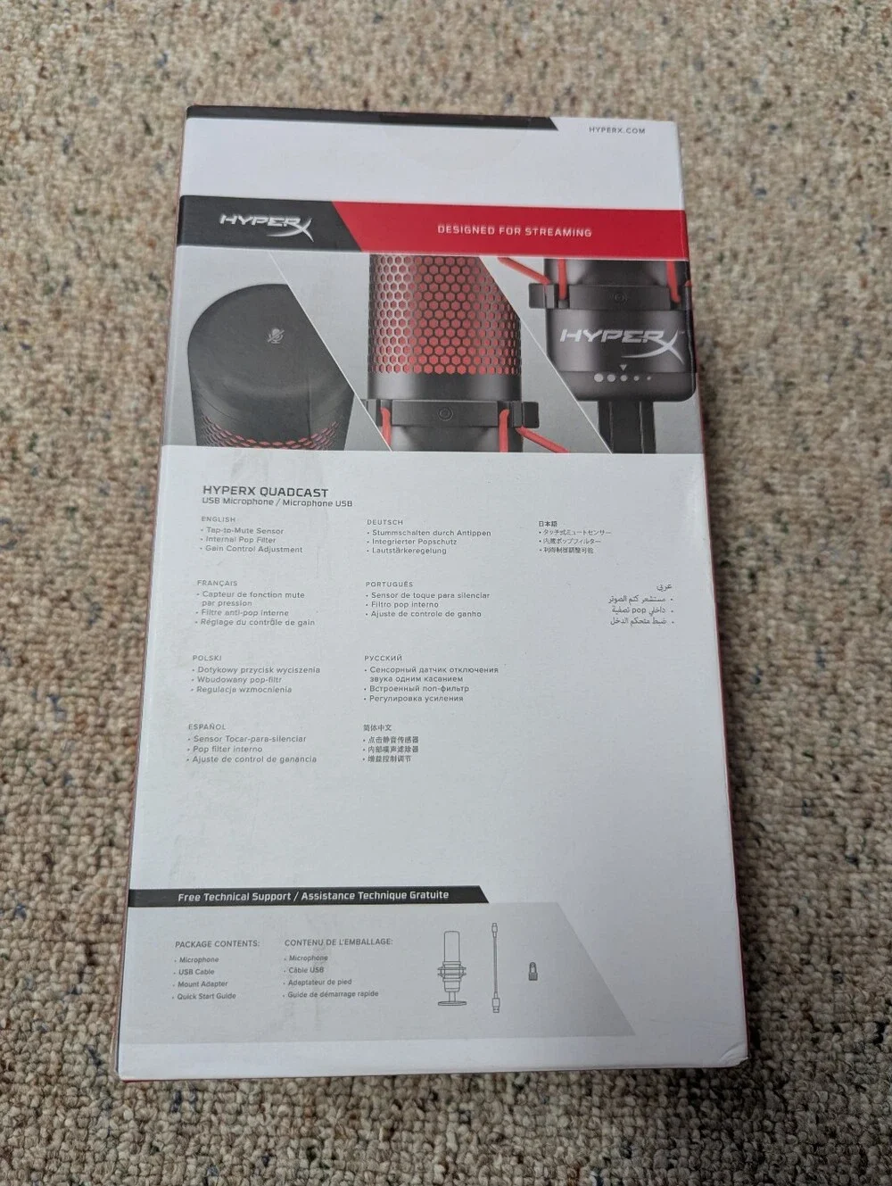 Hyperx QuadCast USB Streaming Microphone in Red and Black
